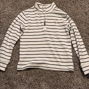 Ralph Lauren White & Navy Striped Quarter-Zip Pullover